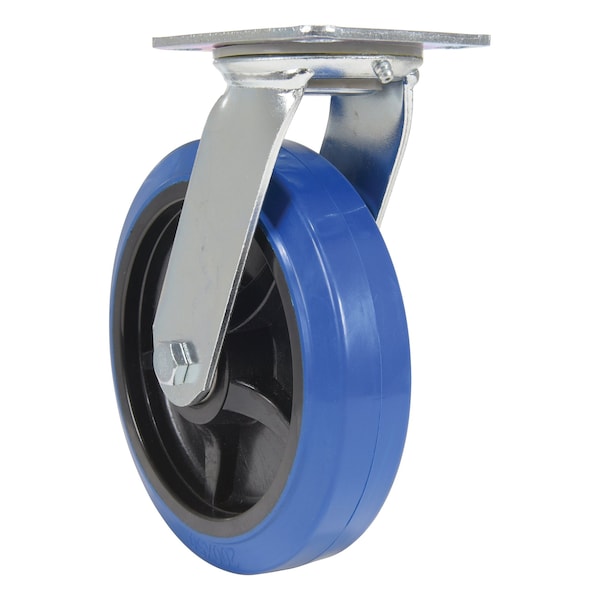 Elastic Rubber Swivel Caster 8 In. Diameter X 2 In. Width 770 Lb. Capacity Blue/Black